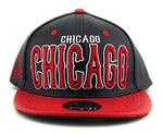Chicago E-Flag Stacked Leather Strapback Hat