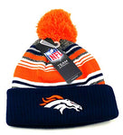 Denver Broncos Outerstuff Youth NFL Proline Striped Cuffed Pom Beanie