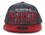 Washington DC E-Flag Stacked Leather Strapback Hat