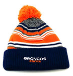 Denver Broncos Outerstuff Youth NFL Proline Striped Cuffed Pom Beanie