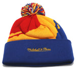 Denver Nuggets Mitchell & Ness Paintbrush Cuffed Pom Knit Beanie