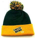 Green Bay Leader of the Game Cheese Head Cuffed Pom Beanie