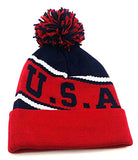 USA Top Pro Angled Cuff Pom Knit Beanie