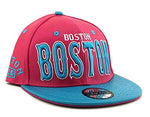 Boston E-Flag Stacked Leather Strapback Hat