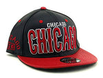Chicago E-Flag Stacked Leather Strapback Hat