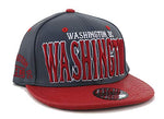 Washington DC E-Flag Stacked Leather Strapback Hat