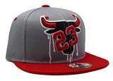 Chicago Greatest 23 MJ Bull Head Drip Snapback Hat