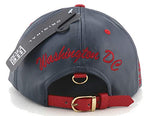 Washington DC E-Flag Stacked Leather Strapback Hat