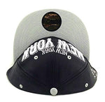 New York E-Flag Stacked Leather Strapback Hat